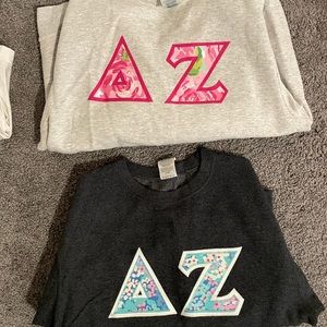 Two delta zeta crew neck hoodies